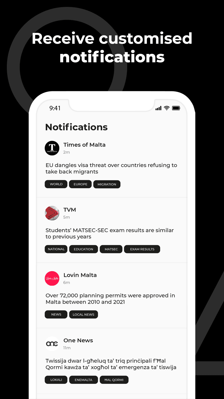 Subscribed notifications feed showing the latest updates from followed sources